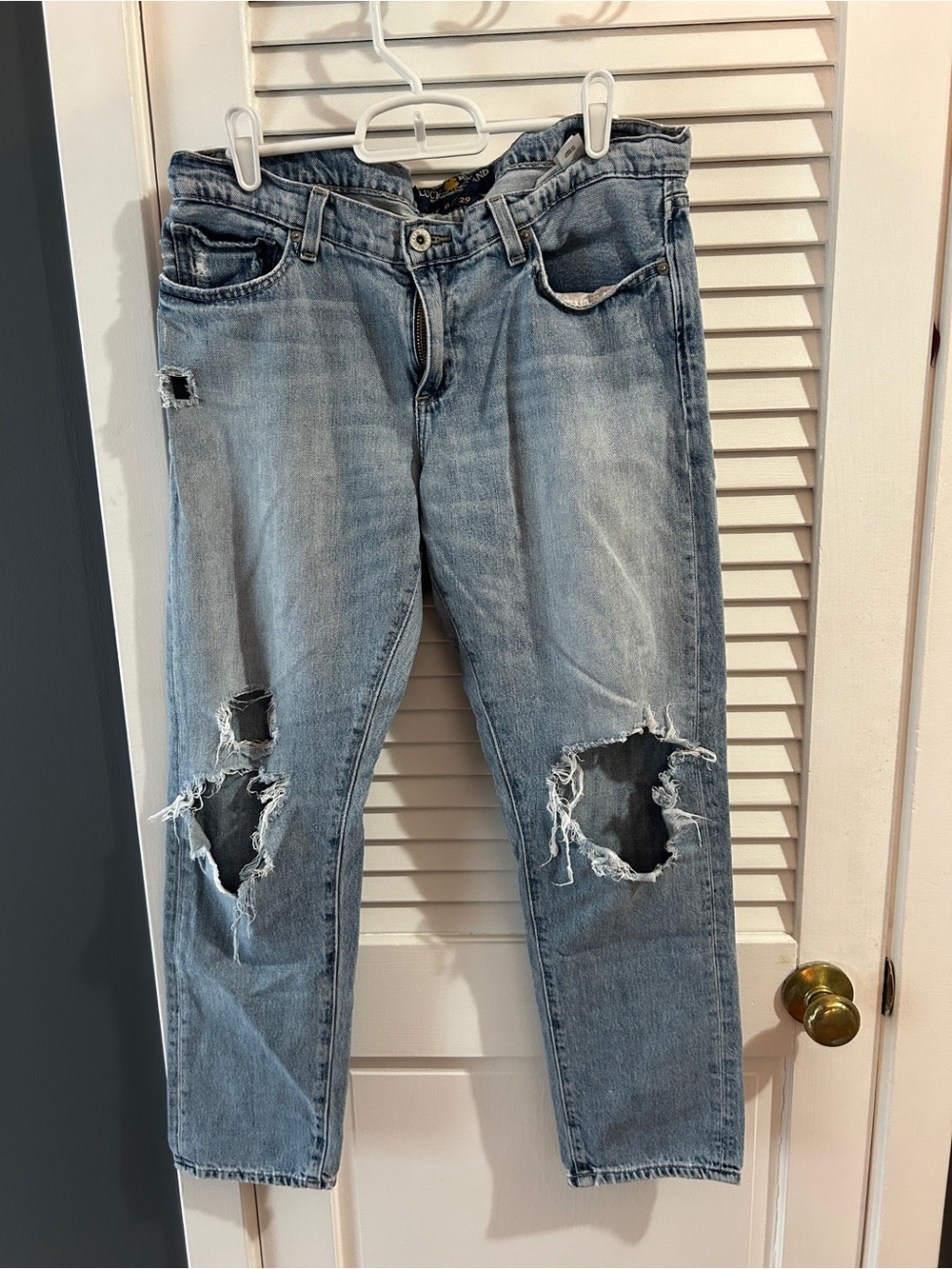 Lucky Brand Light Blue Distressed Boyfriend Jeans